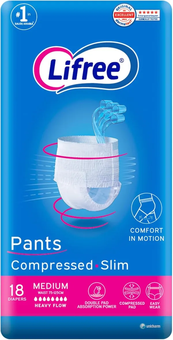 Lifree Adult Diaper Slim Culotte Super Absorbent Package, Medium 18 Pads