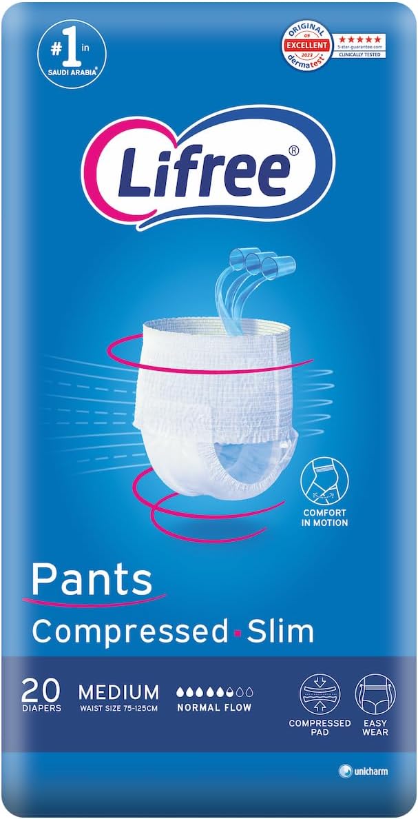 Lifree Adult Diaper Slim Culotte Package, Medium 20 Pads