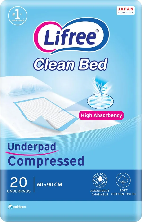 Lifree Compressed Underpad 3 Layers 60cm X 90Cm 20 Pads