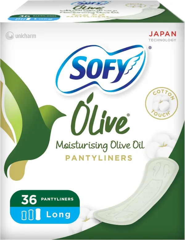SOFY Olive Daily Panty Liner, 190 mm, Long, Pack 36 Panty Liners