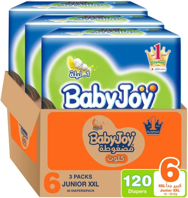 Babyjoy Culotte, Size 6, Junior XXL, 16+ Kg, Mega Box, 120 Diaper Pants