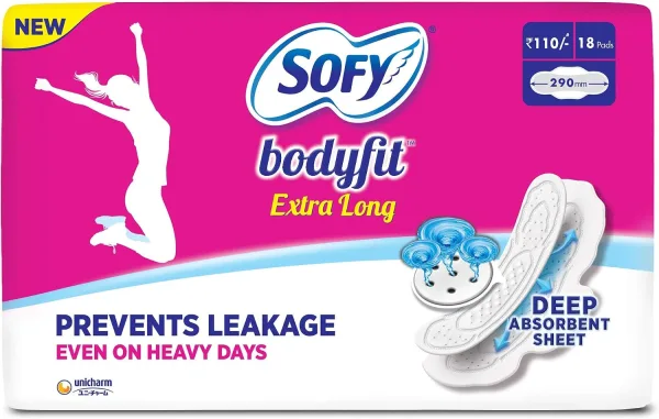 Sofy Bodyfit Sanitary Pads - XL+60mm long, Pack of 18