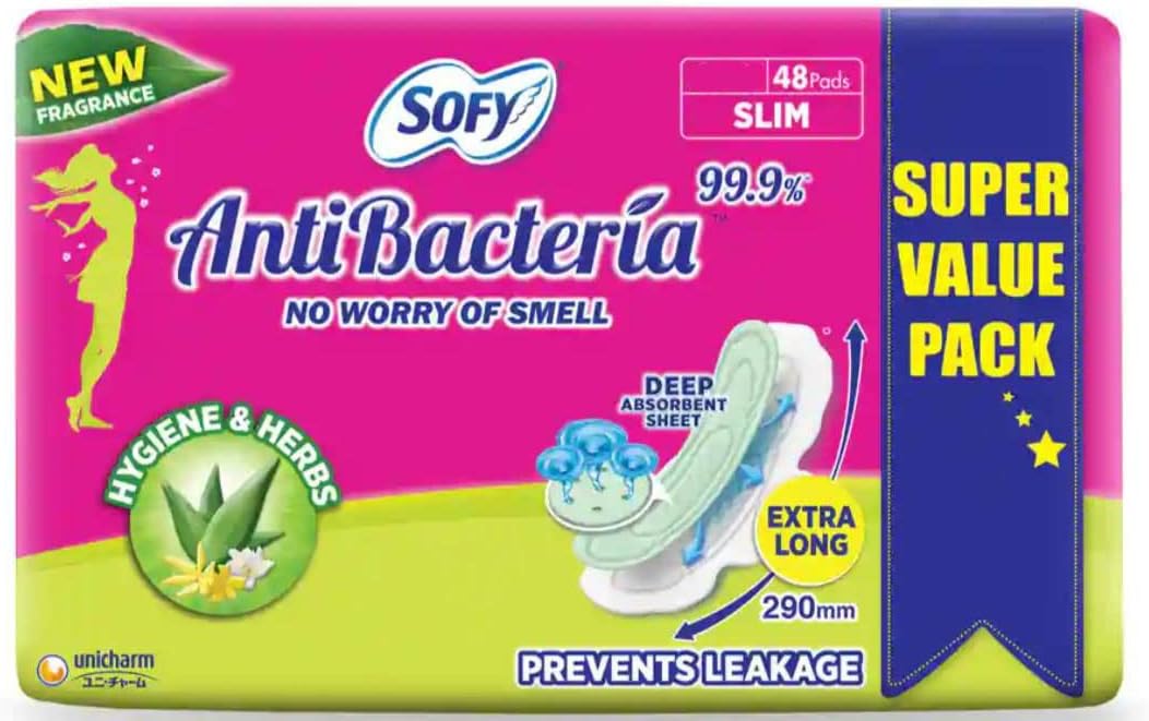 Sofy Antibacteria Extra Long Pads - 48 Count (3 Packs)