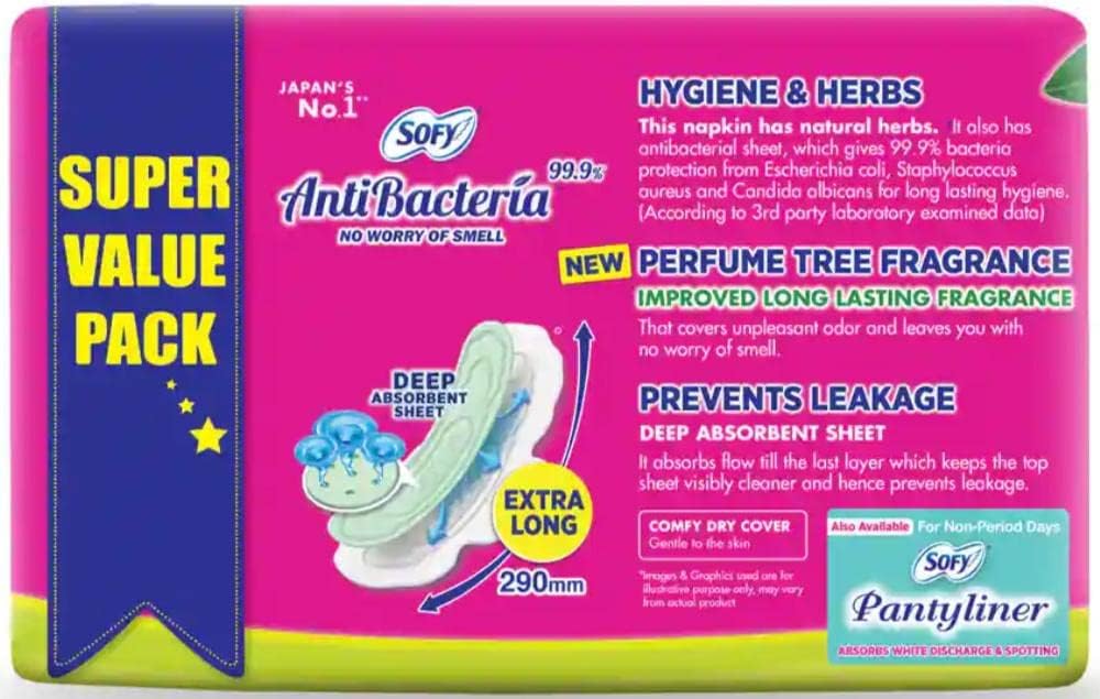 Sofy Antibacteria Extra Long Pads - 48 Count (3 Packs)
