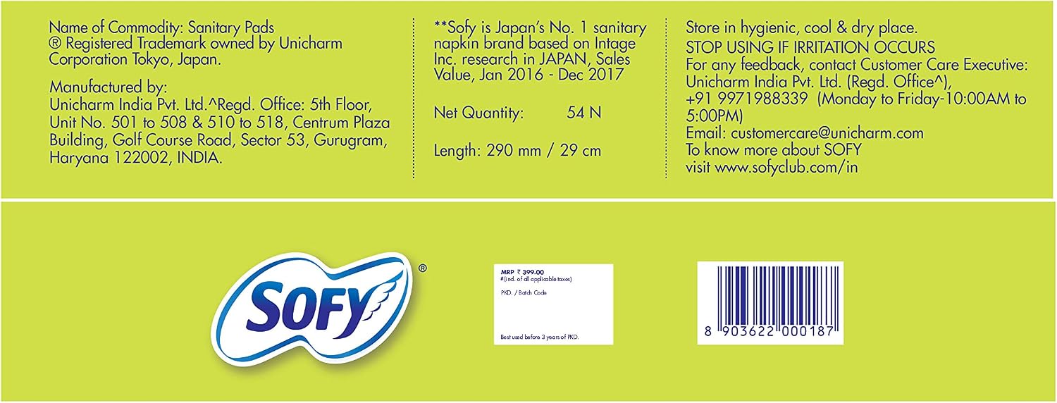 Sofy Body Fit Anti Bacteria Sanitary Napkins - XL (54 Count)