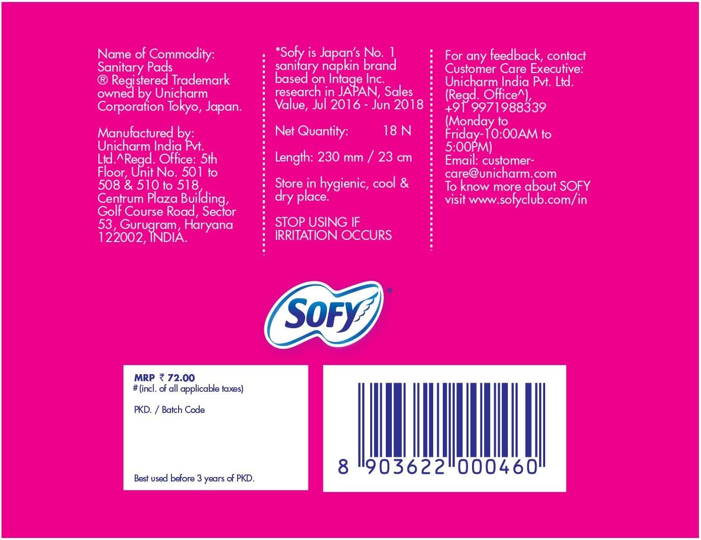 Sofy Body Fit Regular Pads - 18 Count (Pack of 1)