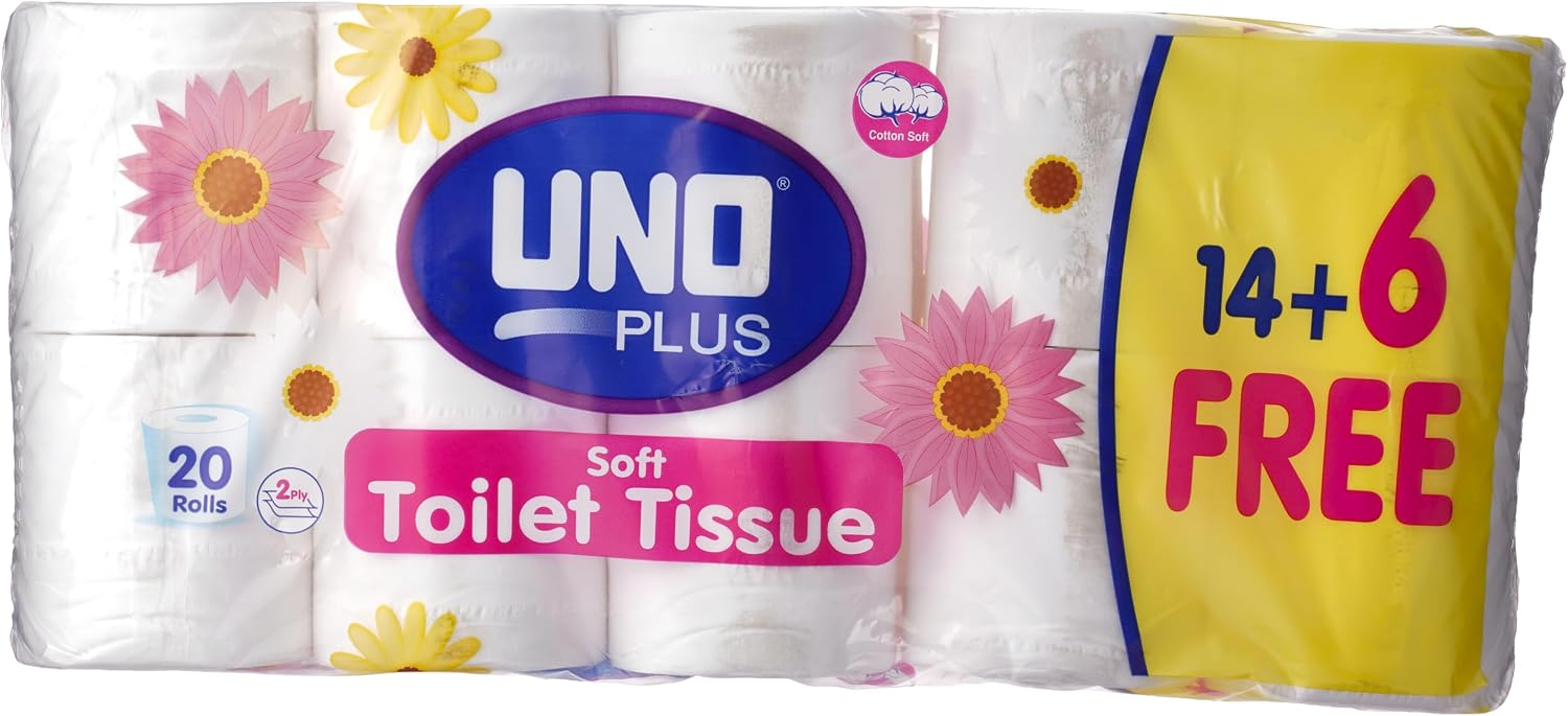 UNO Plus Toilet Tissue 2 ply 20 Rolls 6 Rolls Free 220 Sheets