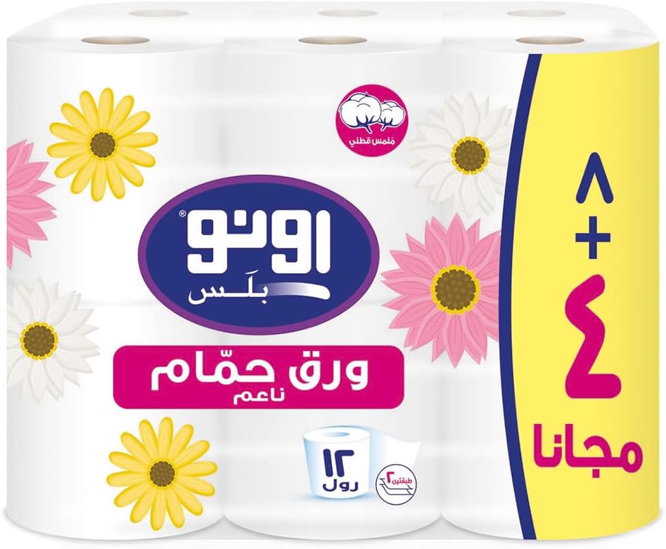 Uno plus toilet tissue 2 ply 12 rolls 4 rolls free 220 sheets