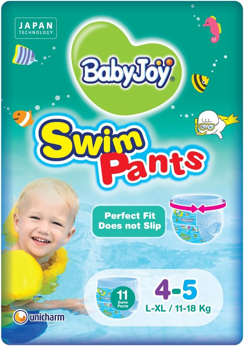 BabyJoy Swim Pants Diaper, Size 4-5, Large - XL, 11-18 Kg, Saving Pack, 11 Swim Pants