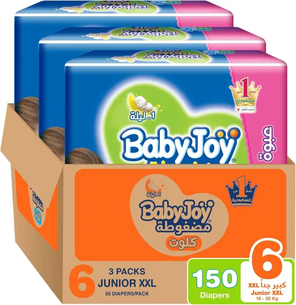 Babyjoy Culotte, Size 6, Junior XXL, 16+ Kg, Giant Box, 150 Diaper Pants