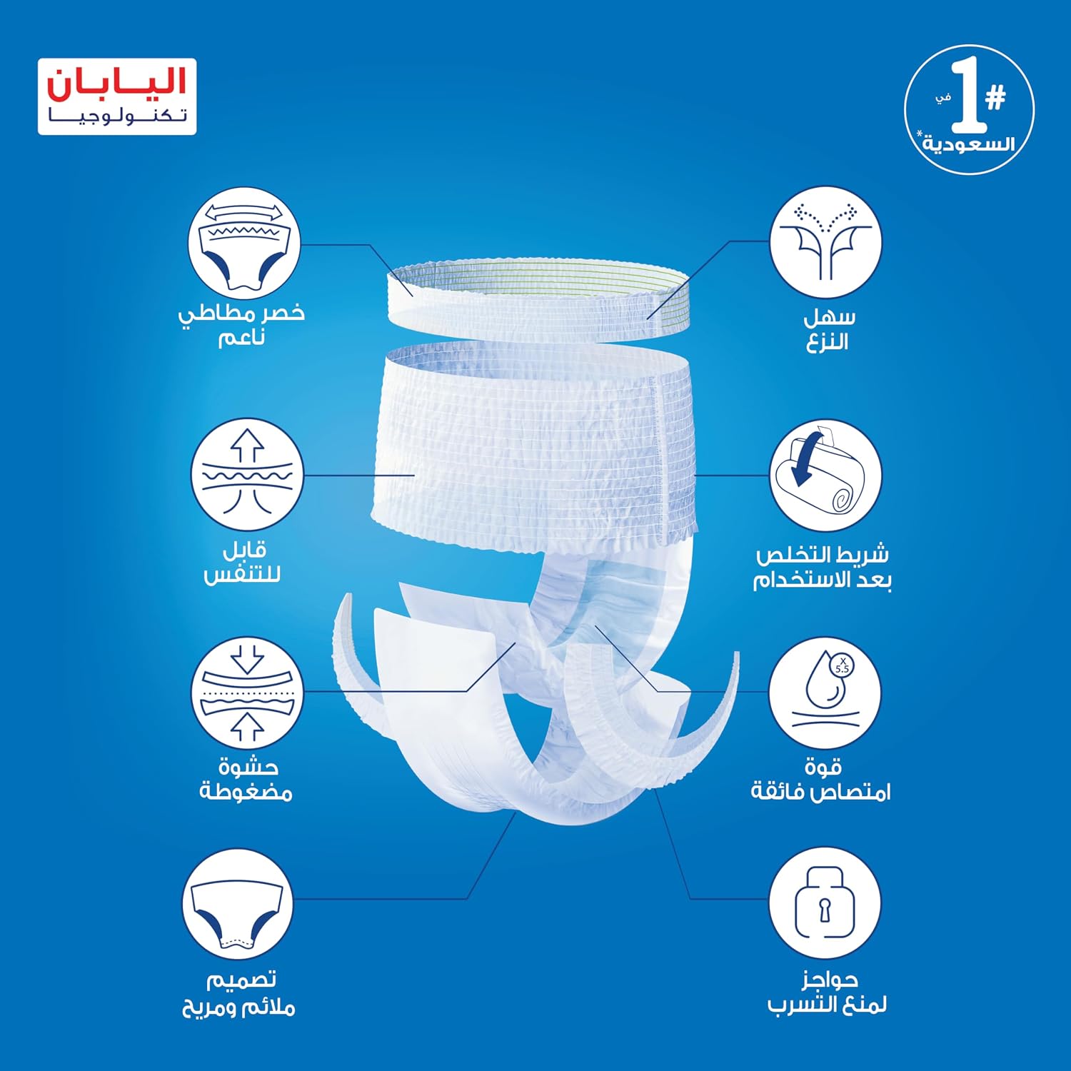 Lifree Slim Culotte Adult Diaper Pants, Medium Size, 3 Cup Absorbency, Saving Pack, 10 Pieces